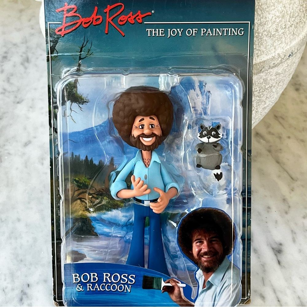Bob Ross Vinyl Figure with Raccoon - Light Blue Shirt